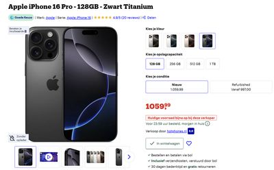 Apple IPhone 16 Pro 128 GB zwart titanium