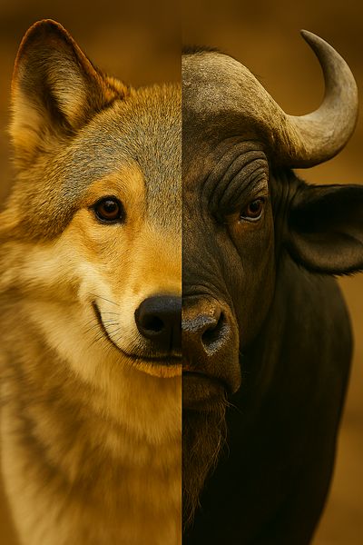 Wolf en buffel